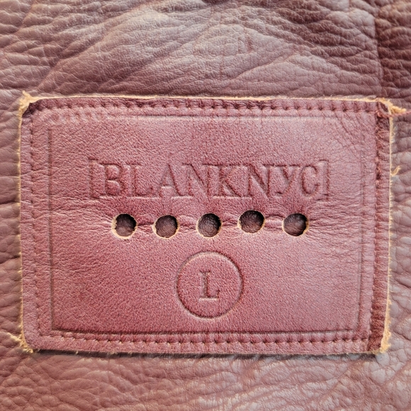 BLANK NYC MOTO JACKET VEGAN LEATHER RUM RASIN SZ LARGE Great Condition! - Picture 9 of 15